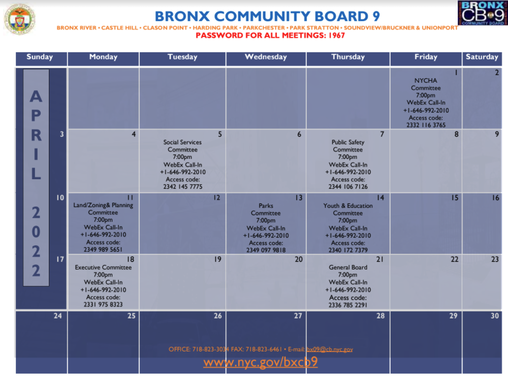 April 2022 Calendar – Bronx Community Board 9 April 2022 Calendar - Bronx Community Board 9