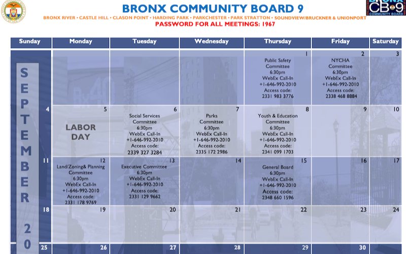 Bronx Community Board 9 - September 2022